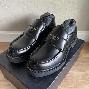 BRAND NEW! - PRADA Black Chocolate Brushed Leather Loafers